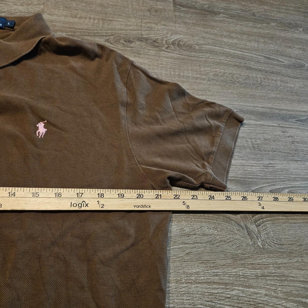 Polo Ralph Lauren Polo Shirt Mens Large Brown Pink Pony Cotton Casual - Picture 6 of 8